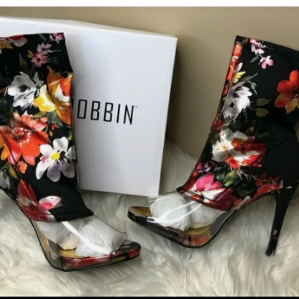 Cape Robbin Lola Floral Clear Peep toe Shootie